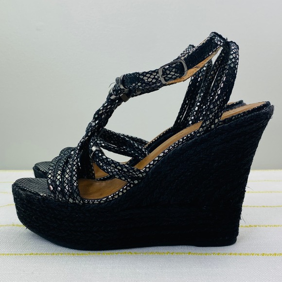 Adriana Barra Metallic Platform Espadrilles Womens 38 US 9 Made in Brazil Luxe - Picture 5 of 12